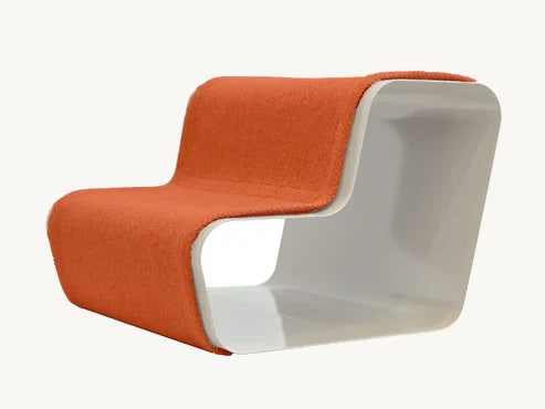 Beam – Escalier chien deux marches, tissu orange sur structure blanche – Maison Canisya