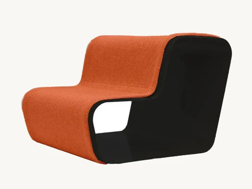 Beam – Escalier chien deux marches, tissu orange sur structure noire – Maison Canisya