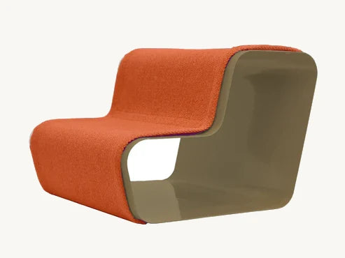 Beam – Escalier chien deux marches, tissu orange sur structure sable – Maison Canisya