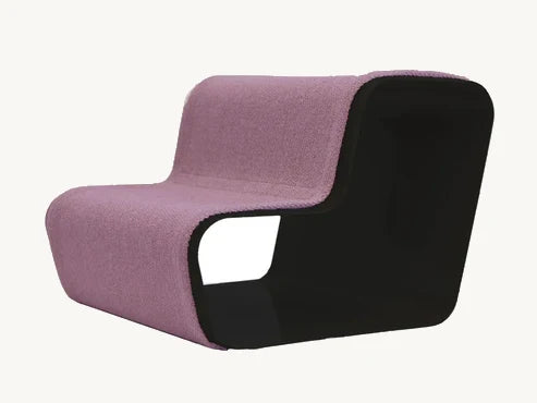 Beam – Escalier chien deux marches, tissu violet sur structure noire – Maison Canisya