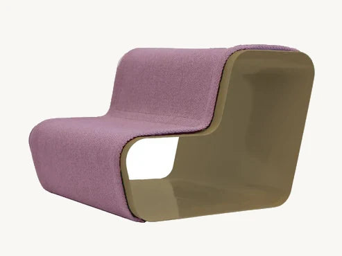 Beam – Escalier chien deux marches, tissu violet sur structure sable – Maison Canisya