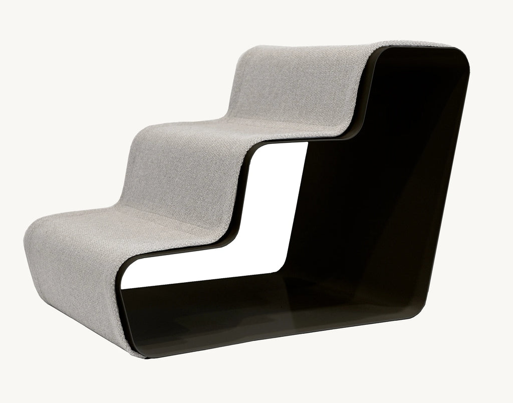 Beam 3 Marches – Escalier chien trois marches, structure anthracite et tissu blanc perle – Maison Canisya