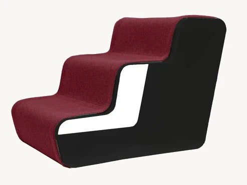 Beam 3 Marches – Escalier chien trois marches, tissu bordeaux sur structure noire – Maison Canisya