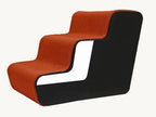 Beam 3 Marches – Escalier chien trois marches, tissu orange sur structure noire – Maison Canisya