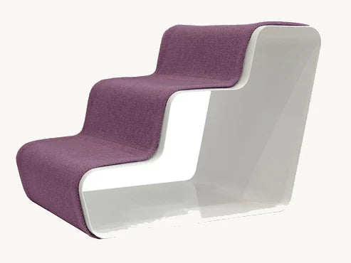 Beam 3 Marches – Escalier chien trois marches, tissu violet sur structure blanche – Maison Canisya
