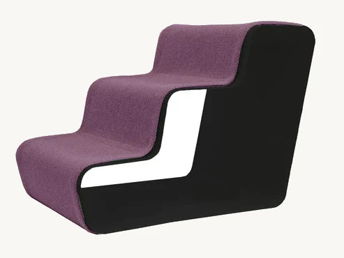 Beam 3 Marches – Escalier chien trois marches, tissu violet sur structure noire – Maison Canisya