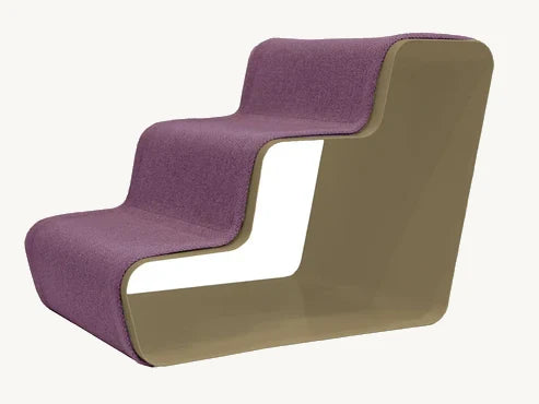 Beam 3 Marches – Escalier chien trois marches, tissu violet sur structure sable – Maison Canisya