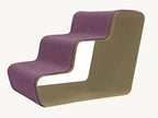 Beam 3 Marches – Escalier chien trois marches, tissu violet sur structure sable – Maison Canisya