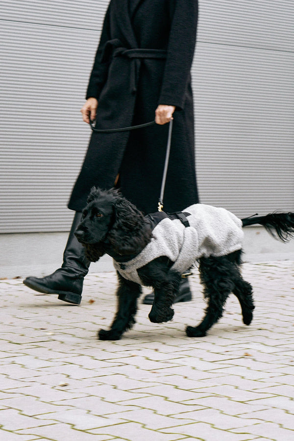 EMILIA — Manteau bouclé mi-saison en laine douce, coloris Galet-Noir