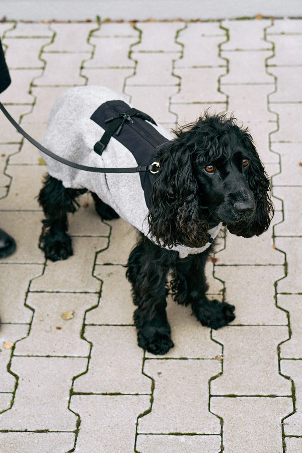 EMILIA — Manteau bouclé mi-saison en laine douce, coloris Galet-Noir