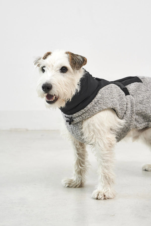 EMILIA — Manteau bouclé mi-saison en laine douce, coloris Galet-Noir