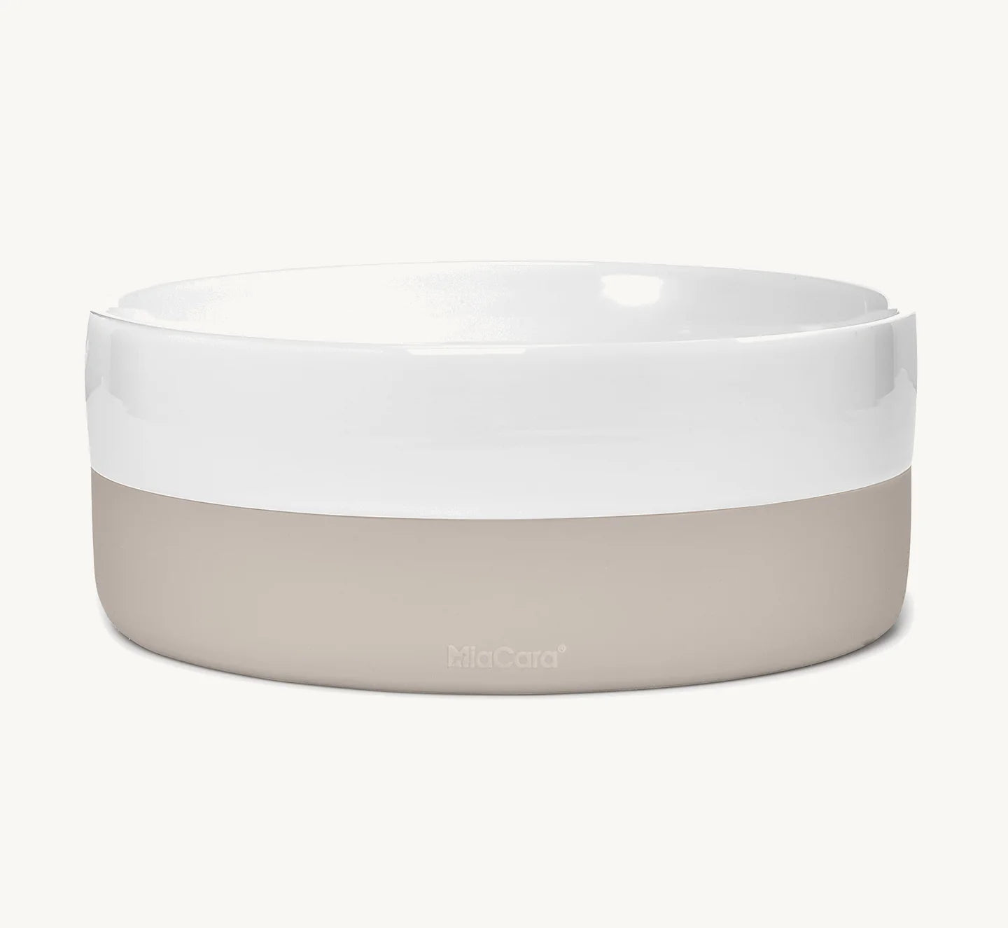Gamelle Coppa MiaCara greige – vue produit fond blanc – Maison Canisya