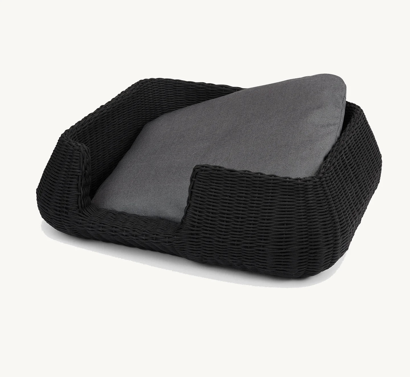 Housse Mio – coussin pour panier chien en coloris anthracite sur fond neutre – Maison Canisya