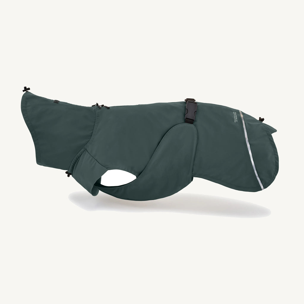 Imperméable Valentina pour chien – vue produit profil, coloris vert nuit – Maison Canisya