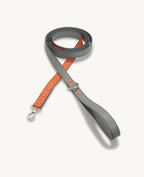Laisse Azur – laisse bicolore gris et corail, cuir végan – Maison Canisya