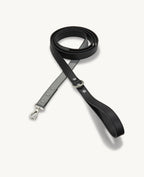 Laisse Azur – laisse bicolore noir et gris, quincaillerie argent mat – Maison Canisya