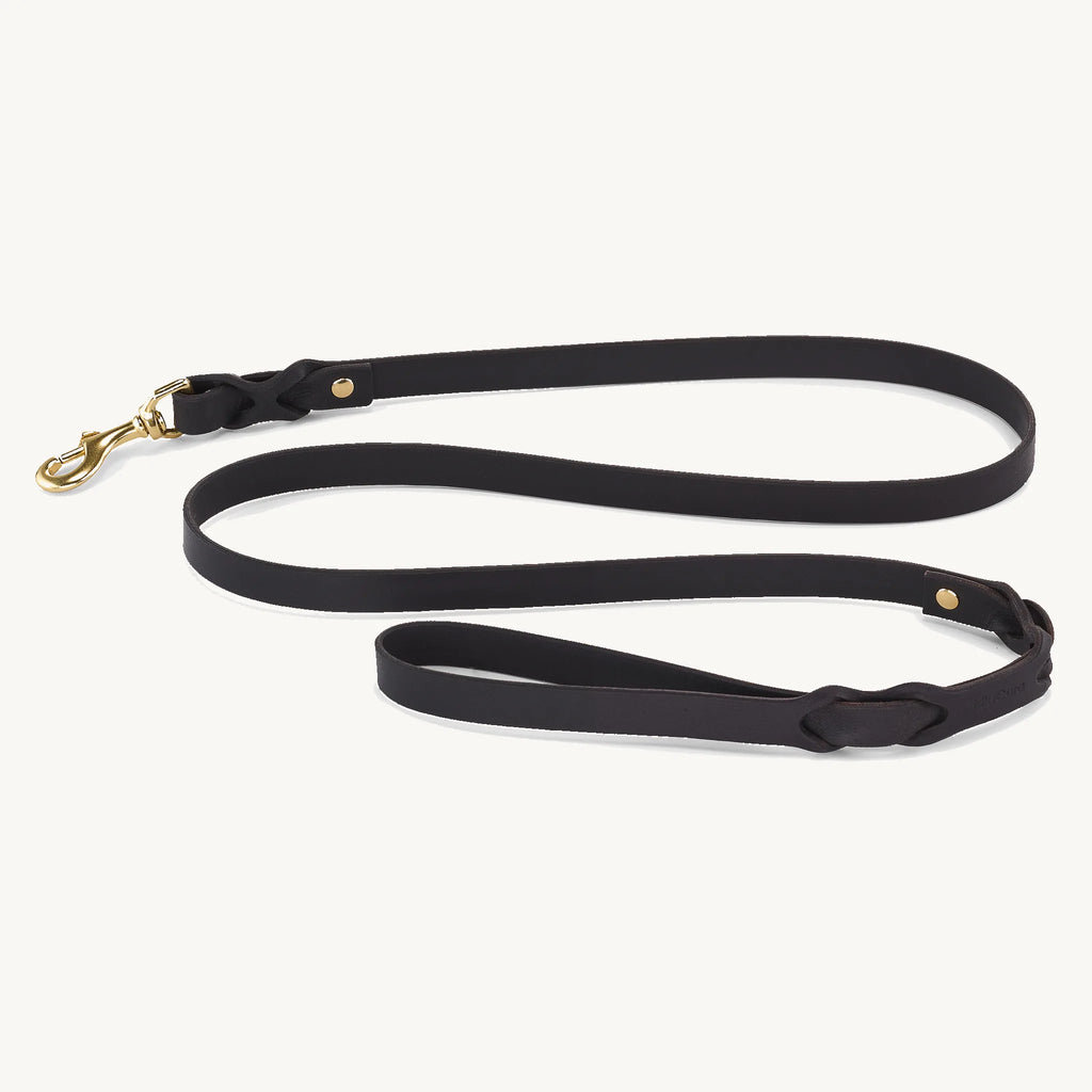 Laisse Rimini 20 mm – laisse cuir tanné végétal noir, largeur 20 mm, vue produit – Maison Canisya
