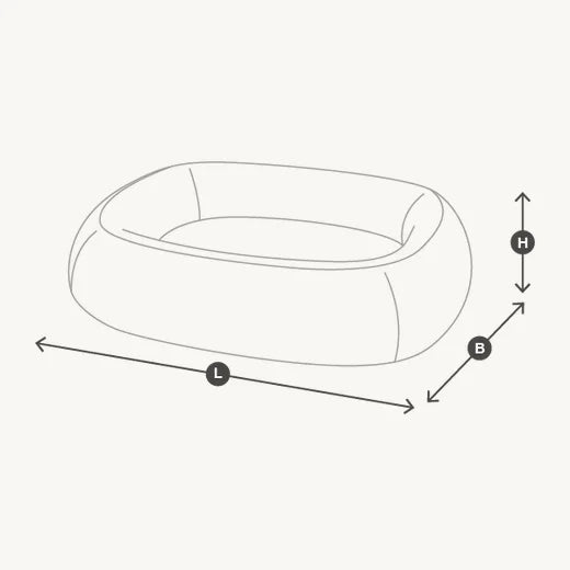 Lit pour chien Barca schéma guide des tailles dimensions — Maison Canisya