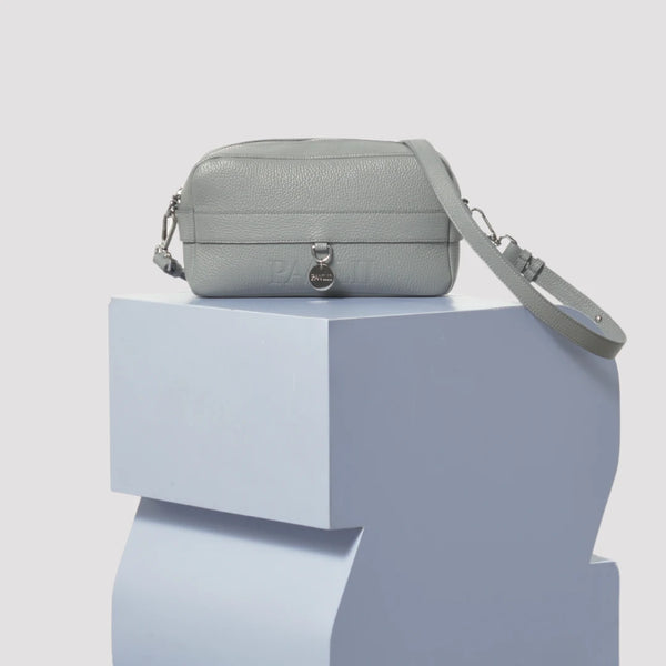 PAWLII — Sac bandoulière pour chien en cuir Nappa italien, Gris Pierre
