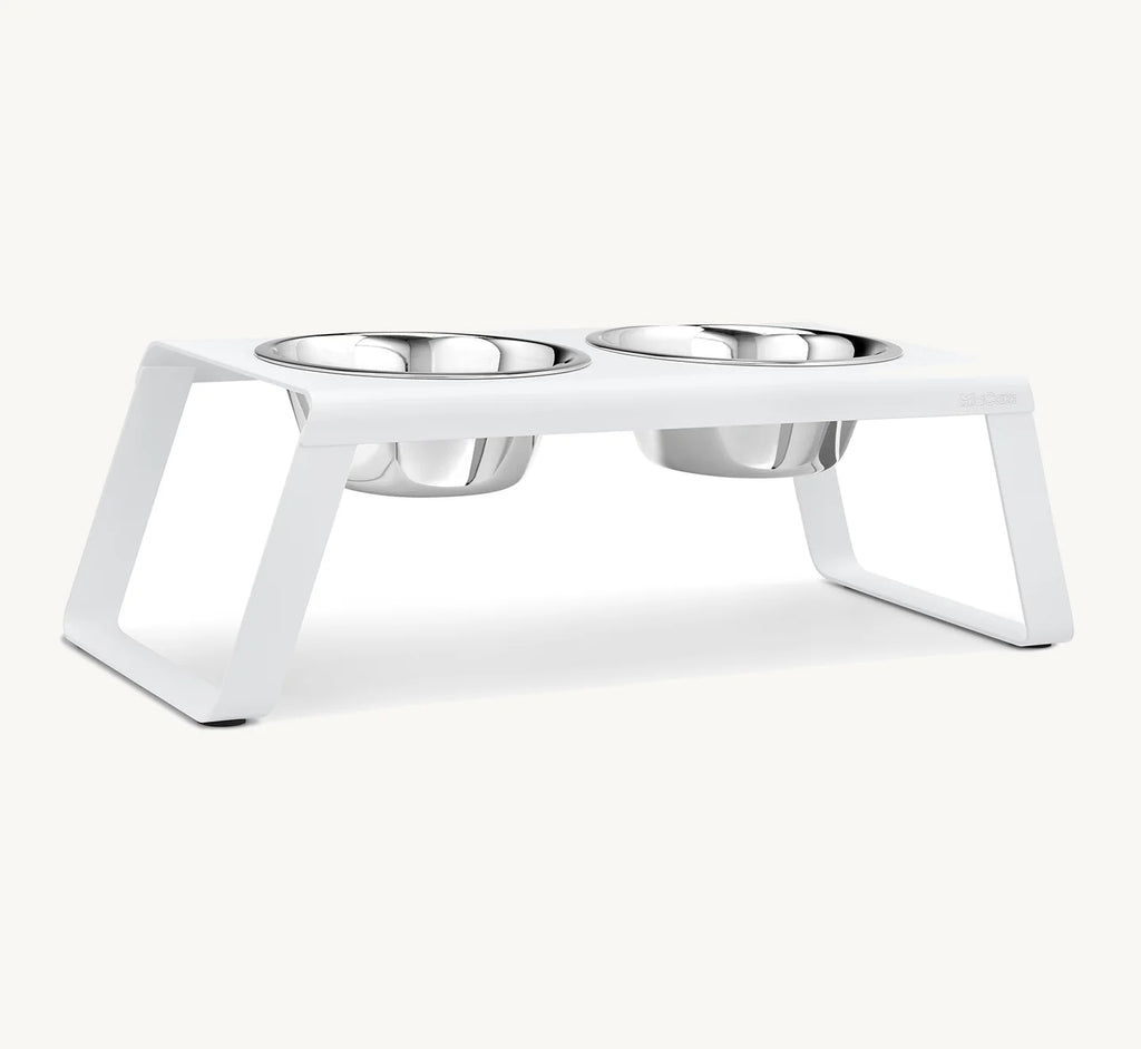 Porte-gamelle Desco Alu MiaCara Blanc taille L avec bols en acier inoxydable — Maison Canisya