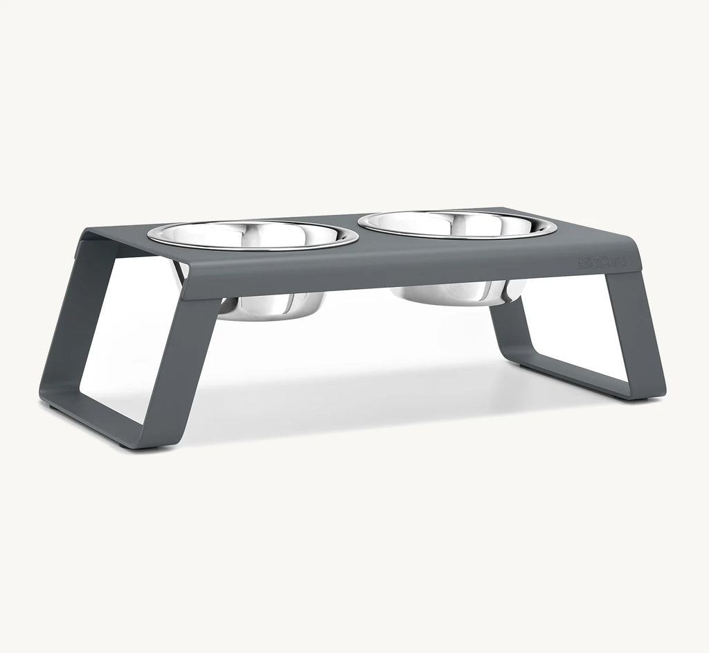Porte-gamelle Desco Alu MiaCara coloris Gris taille M avec bols en acier inoxydable — Maison Canisya