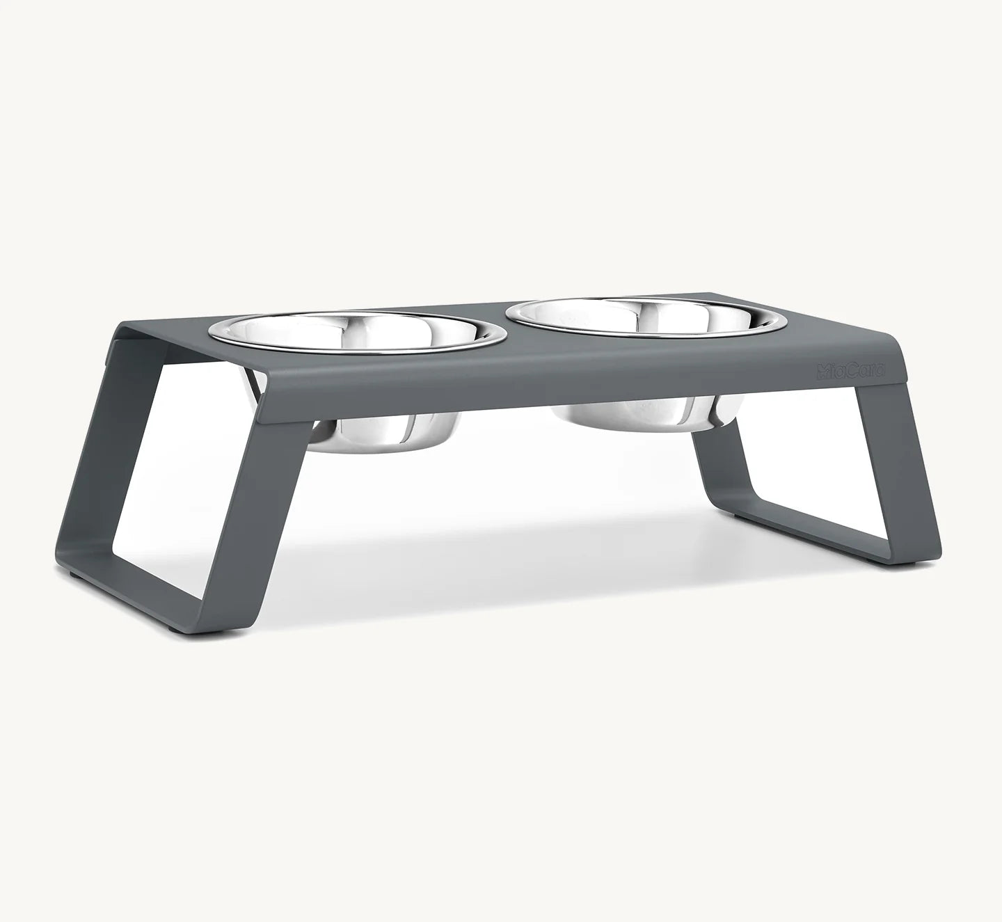 Porte-gamelle Desco Alu MiaCara coloris Gris taille M avec bols en acier inoxydable — Maison Canisya