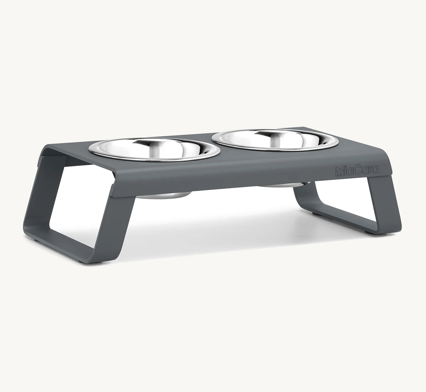 Porte-gamelle Desco Alu MiaCara coloris Gris taille S avec bols en acier inoxydable — Maison Canisya
