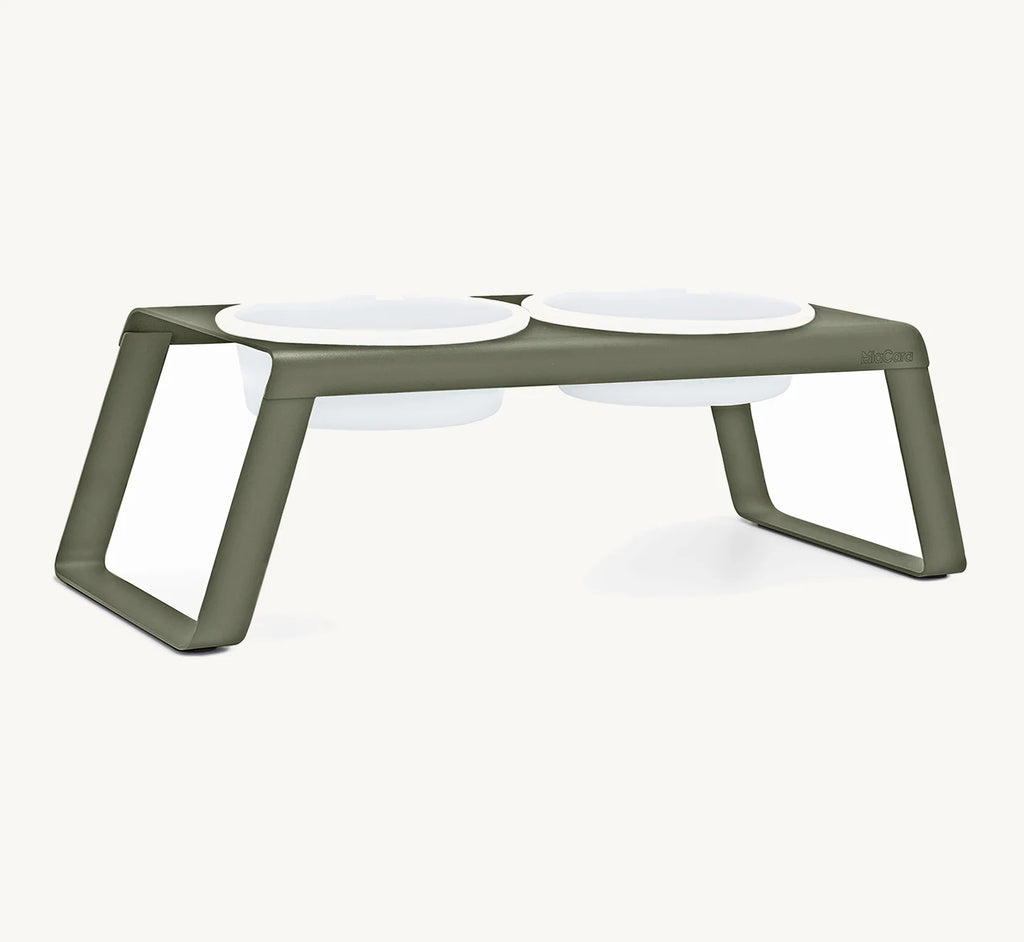 Porte-gamelle Desco Alu MiaCara Grolive taille L avec bols en porcelaine, vue en angle — Maison Canisya