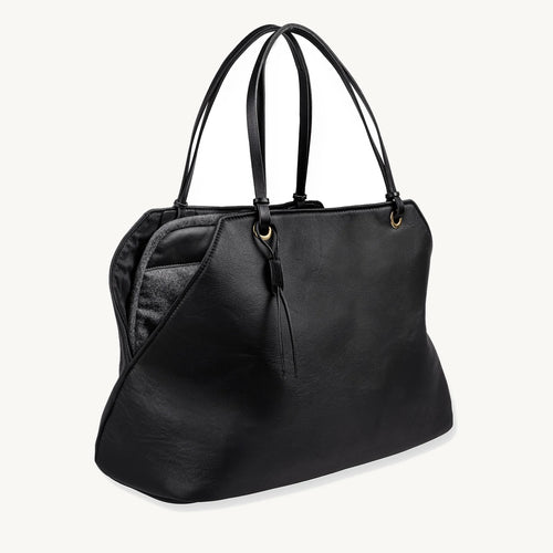 Borsa – Sac de transport en cuir noir porté par ses anses – Maison Canisya