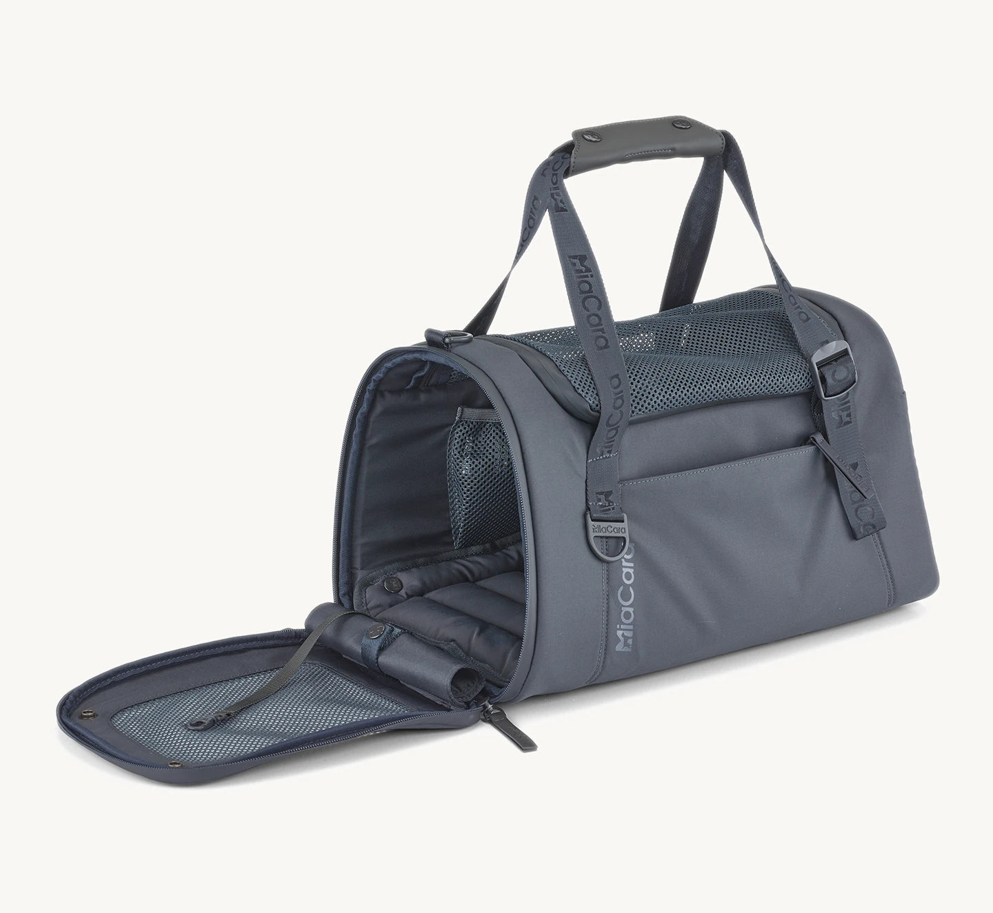 Sac de transport chien Volata – ouverture frontale et matelas intérieur visible – Maison Canisya