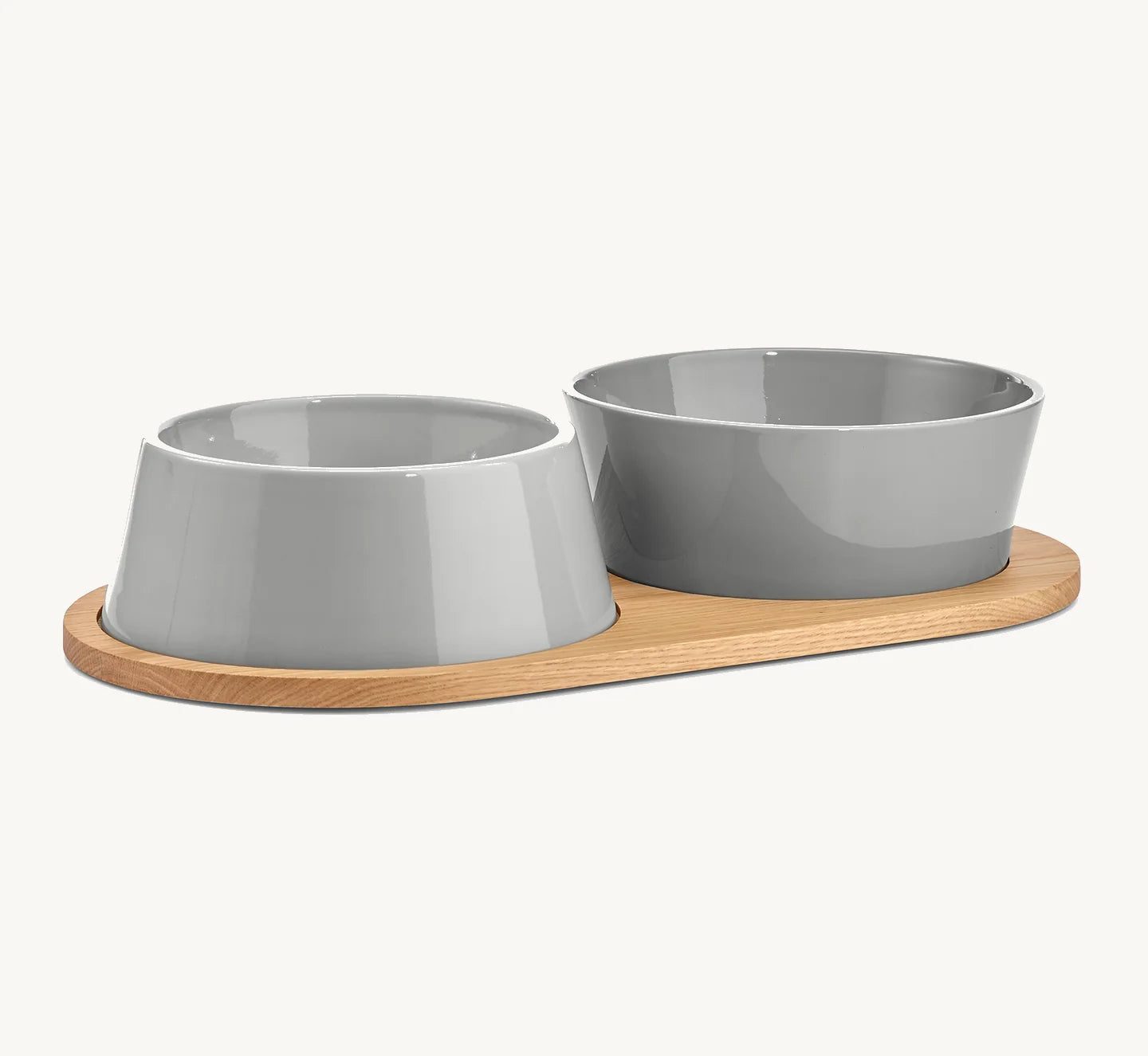 Doppio MiaCara – Set gamelles béton avec plateau chêne taille medium large – Maison Canisya