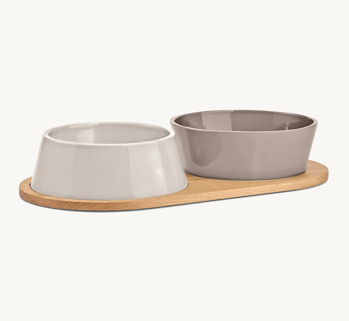 Doppio MiaCara – Set gamelles béton avec plateau chêne taille medium large – Maison Canisya