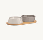Doppio MiaCara – Set gamelles béton et plateau chêne taille small duo – Maison Canisya