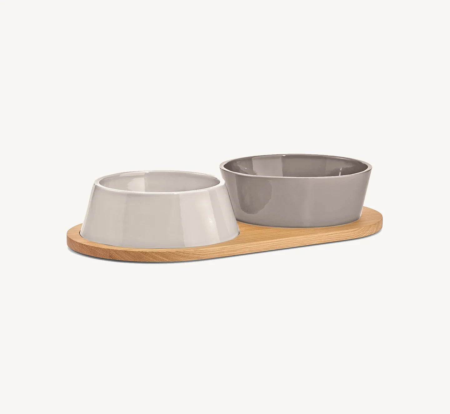 Doppio MiaCara – Set gamelles béton et plateau chêne taille small duo – Maison Canisya