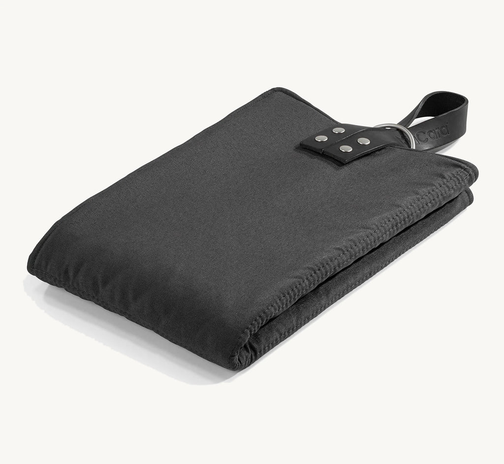 Tapis de voyage Cosmo graphite – format petit plié avec anneau inox – Maison Canisya